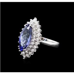 14KT White Gold 3.05ct Tanzanite and Diamond Ring