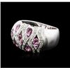 Image 1 : 14KT White Gold 1.40ctw Pink Tourmaline and Diamond Ring