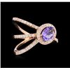 Image 1 : 0.72ct Tanzanite and Diamond Ring - 14KT Rose Gold