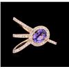 Image 2 : 0.72ct Tanzanite and Diamond Ring - 14KT Rose Gold