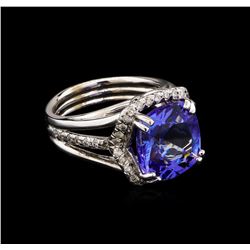 6.87ct Tanzanite and Diamond Ring - 14KT White Gold