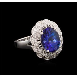 5.20ct Tanzanite and Diamond Ring - 14KT White Gold