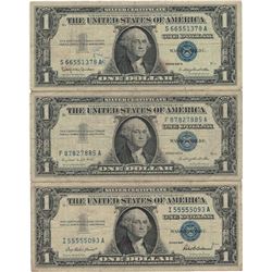 1957 $1 Silver Certificate Currency Lot of 3