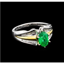 1.32ct Emerald and Diamond Ring - 18KT Two-Tone Gold