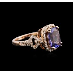 2.85ct Tanzanite and Diamond Ring - 14KT Rose Gold