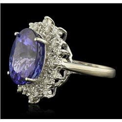 14KT White Gold 11.08ct GIA Certified Tanzanite and Diamond Ring