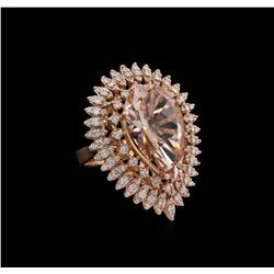 14KT Rose Gold 11.58ct Morganite and Diamond Ring