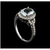 Image 4 : 2.00ct Aquamarine and Diamond Ring - 14KT White Gold