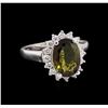 Image 1 : 2.30ct Green Tourmaline and Diamond Ring - 14KT White Gold