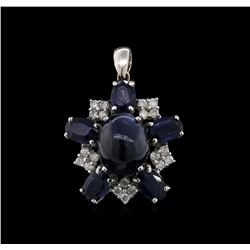 3.00ctw Blue Sapphire and Diamond Pendant - 14KT White Gold