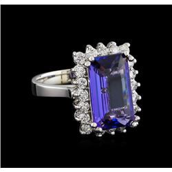 5.16ct Tanzanite and Diamond Ring - 14KT White Gold