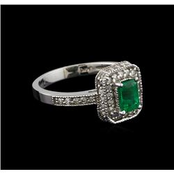 0.60ct Emerald and Diamond Ring - 14KT White Gold