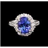 Image 2 : 5.00ct Tanzanite and Diamond Ring - 14KT White Gold