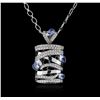 Image 1 : 14KT White Gold 3.60ctw Tanzanite and Diamond Pendant With Chain