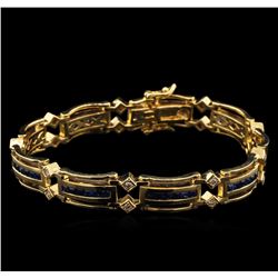 4.20ctw Sapphire and Diamond Bracelet - 14KT Yellow Gold