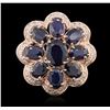 Image 2 : 14KT Rose Gold 10.37 ctw Sapphire Ring