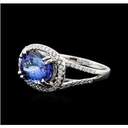 14KT White Gold 4.14 ctw Tanzanite and Diamond Ring
