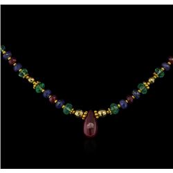 38.50 ctw Multi Gemstone Necklace - 14KT Yellow Gold
