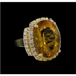 14KT Yellow Gold 11.17 ctw Citrine and Diamond Ring