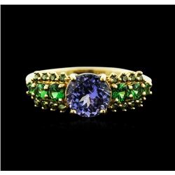 14KT Yellow Gold 1.37 ctw Tanzanite and Garnet Ring