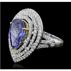 14KT Two-Tone Gold 5.47 ctw Tanzanite and Diamond Ring