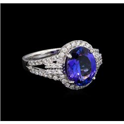 3.71 ctw Tanzanite and Diamond Ring - Platinum