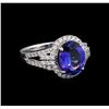 Image 1 : 3.71 ctw Tanzanite and Diamond Ring - Platinum