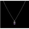 Image 2 : 1.34 ctw Amethyst and Diamond Pendant With Chain - 18KT White Gold
