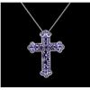 Image 1 : 8.76 ctw Blue Sapphire Pendant With Chain - 14KT White Gold