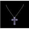 Image 2 : 8.76 ctw Blue Sapphire Pendant With Chain - 14KT White Gold