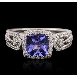 18KT White Gold 1.62 ctw Tanzanite and Diamond Ring