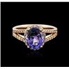 Image 2 : 14KT Rose Gold 2.33 ctw Tanzanite and Diamond Ring