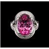 Image 1 : 7.45 ctw Pink Topaz and Diamond Ring - 14KT White Gold