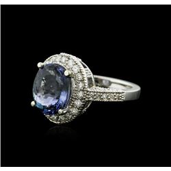 14KT White Gold 4.79 ctw Tanzanite and Diamond Ring