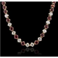 14KT Yellow Gold 10.56 ctw Ruby and Diamond Necklace