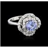 Image 1 : 14KT White Gold 1.40 ctw Tanzanite and Diamond Ring