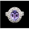 Image 2 : 3.79 ctw Tanzanite and Diamond Ring - 14KT White Gold