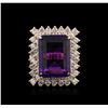 Image 2 : 14KT Rose Gold 10.76 ctw Amethyst and Diamond Ring