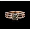 Image 2 : 14KT Rose Gold 1.71 ctw Fancy Green Diamond Ring