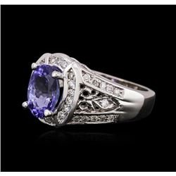 14KT White Gold 1.83 ctw Tanzanite and Diamond Ring