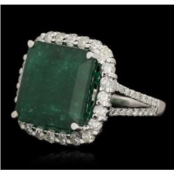 14KT White Gold 8.51 ctw Emerald and Diamond Ring