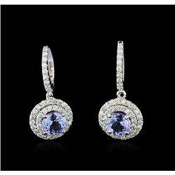 14KT White Gold 2.83 ctw Tanzanite and Diamond Earrings