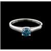 Image 1 : 14KT White Gold 0.47 ctw Round Cut Fancy Blue Diamond Solitaire Ring