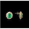 Image 2 : 14KT Yellow Gold 7.04 ctw Emerald and Diamond Earrings