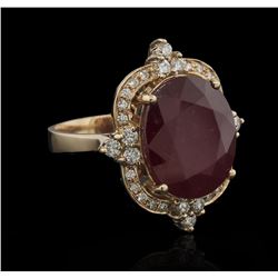 16.06 ctw Ruby and Diamond Ring - 14KT Rose Gold