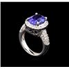 Image 4 : 4.80 ctw Tanzanite and Diamond Ring - 14KT White Gold