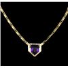 Image 1 : 17.75 ctw Amethyst and Diamond Necklace - 14KT Yellow Gold