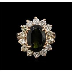 3.50 ctw Tourmaline and Diamond Ring - 14T Rose Gold