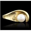 Image 1 : 14KT Yellow Gold Pearl & Diamond Ring