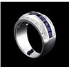 Image 4 : 1.50 ctw Sapphire and Diamond Ring - 18KT White Gold
